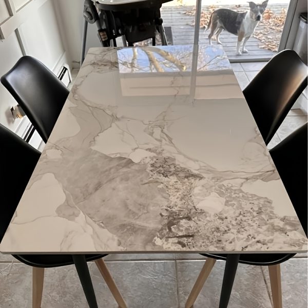 product-fancy-d85d7012-4675-401c-a949-76c249aa8083 AESOME 47.2" Dining Table - Rectangular 4-6 Seat Dinner Table With Marble Sintered Stone Table Top - Tapered Metal Legs For Dining Room Restaurant And Living Room Furniture