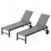 product-fancy-d8649086-cb26-4768-b516-9fc025050b13 2pcs Aluminum Chaise Lounge Chairs with Wheels Outdoor Adjustable Recliner Five-Position and Full Flat All Weather for Patio, Beach, Yard, Pool