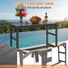 product-fancy-d887d859-4244-44d7-9cf3-f6f53bdf226b 5pcs Outdoor Bar Table And 4-Chair Set, 55-Inch Rectangular High-Leg Bar Table with Stools, All-Weather Waterproof Patio Furniture, Easy to Assemble, Ideal for Patios, Balconies, Backyards, Porches, And Small Spaces