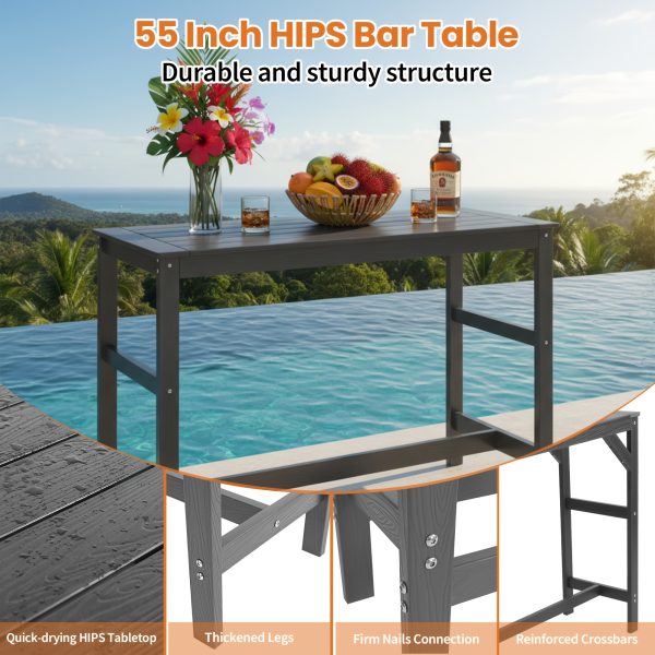 product-fancy-d887d859-4244-44d7-9cf3-f6f53bdf226b 5pcs Outdoor Bar Table And 4-Chair Set, 55-Inch Rectangular High-Leg Bar Table with Stools, All-Weather Waterproof Patio Furniture, Easy to Assemble, Ideal for Patios, Balconies, Backyards, Porches, And Small Spaces