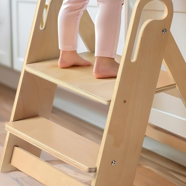 product-fancy-d888da72-6e5b-4228-be2a-e87c45e32838 Children's Step Stool, Foldable Anti-Slip Double-Tier Step Stool with Handle Design, Suitable for Multiple Settings Including Bathroom Sinks, Kitchens, And Bedroom Countertops