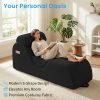product-fancy-d890dde3-a757-4eee-8638-eb341c951f07 Striped Adult Yoga Chair, Indoor Toilet Chair with Side Pockets, Headrest, Lumbar Cushion, Movable Footrest, Curved Yoga Sofa for Relaxing And Stretching in Bedroom, Black