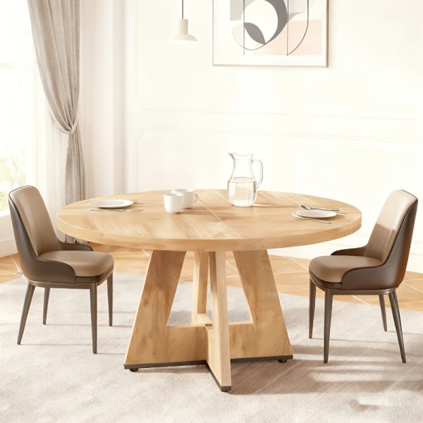 product-fancy-d8d05b9f-f254-4a6c-b7de-defa1e445267 47 Inch Farmhouse Dining Table, Rustic Round Dinner Table for 4, Ideal for Home Dining Room And Living Room, Offering A Countrified Touch to Your Decor