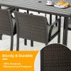 Patio 7pcs Patio Dining Set, All Weather PE Rattan Dining Table Set, Outdoor Dining Sets for 6, Metal Dining Table with Umbrella Hole & 6 Cushioned Chairs for Patio, Yard, Porch