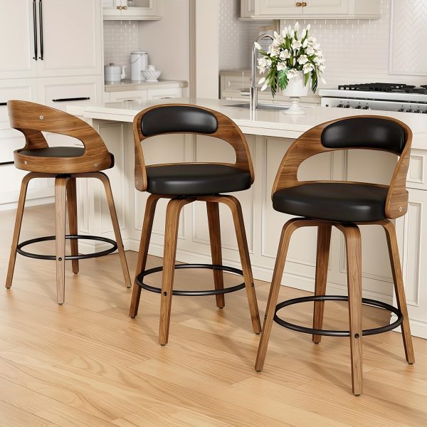 product-fancy-d985b8a7-491c-4dea-8e73-bf538ca02045 3/4pcs Bar Stool Set: Luxurious Faux Leather, Swivel And Armless Kitchen Counter Stools with Thickened Cushion And Back Support, Designed for Kitchen Islands And Bar Counters