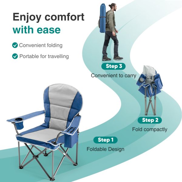 product-fancy-d98ccd49-5776-457c-a9d4-0034a084bb14 Extra Large Camping Folding Chair with Organizer Bag, Side Mesh Bag, Mesh Cup Holder And Sporting Goods Bag, Suitable for Lawn, 500 Lbs. Weight Capacity