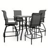 product-fancy-d99cb3a2-19ee-44db-9744-5c8a034dc2e6 2/3/5pcs Patio Bar Set, 360° Swivel Bar Stools, Outdoor Bistro Furniture with High-Density Textilene Fabric & Heavy Duty Metal Frame, High Top Table And Chair Set for Balcony, Poolside, Garden & Backyard