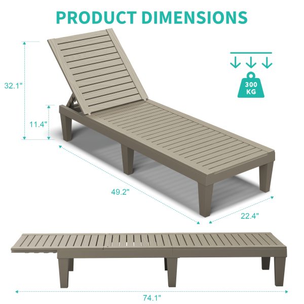 Outdoor Chaise Lounge Chair Set Of 2 For Outside Pool Patio, Adjustable Waterproof Easy Assembly Chaise Lounge Outdoor
