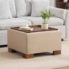 product-fancy-d9f0a91b-90f7-40ef-84eb-86a45028150a 24" Square Ottoman Coffee Table With Storage, Fabric Ottomans With Tray And Solid Wood Legs For Living Room, Bedroom And Apartments, Small Modern Ottoman Tea Table With Lift-Off Lid
