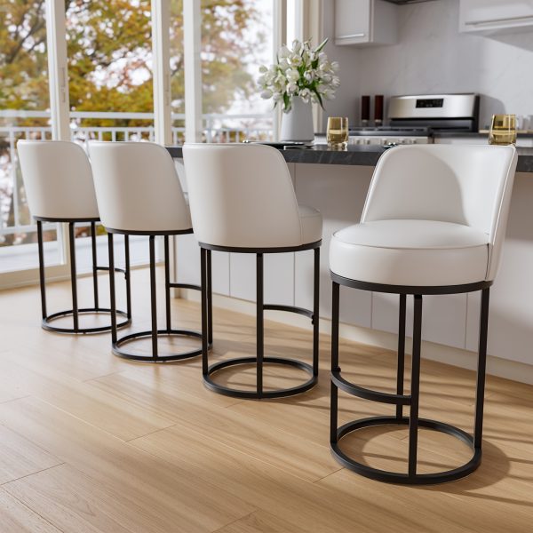 Office Products Office Furniture Guest & Reception Chairs, Counter Height Bar Stool, Swivel Barstools Set of 4, Upholstered Barstools with Backs, Metal Base, 26" Seat Height, White/Brown/Gray/Green