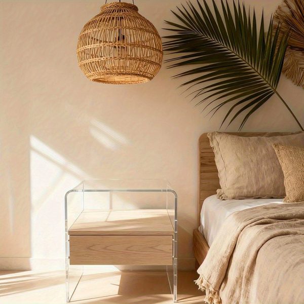 product-fancy-dacf573b-9b53-468f-b53a-b89e44ffbc16 Clear Acrylic Nightstand with Drawer -Transparent Pre-Assembled Bedside Table, Durable Thick Acrylic End Table for Bedroom, Living Room, Dorm & Small Spaces, Modern Minimalist Accent Furniture, Contemporary Decor, Sleek Design, Apartment Dwellers
