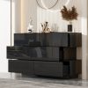 product-fancy-dae84596-dfad-4864-bb3c-412e44b47f71 Contemporary Glossy Dresser Storage Unit Featuring Six Drawers, a Wooden Double-Layer Shiny Chest Suitable for Bedrooms And Living Rooms, Designed with Simplicity And Elegance