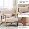 product-fancy-db18476c-6704-4481-997c-9d046ef7a24d Mid-Century Modern Upholstered Accent Chair with Solid Wood Frame & Extra Pillow, Linen Lounge Reading Armchair for Game & Recreation Room Furniture
