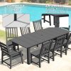HDPE Plastic Wood Patio Table and Chair Set, Outdoor Garden Leisure Table and Chairs, Durable and Easy to Clean