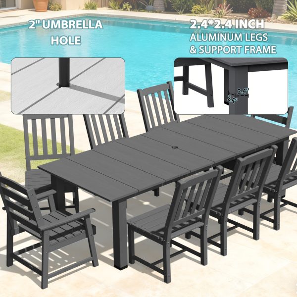 HDPE Plastic Wood Patio Table and Chair Set, Outdoor Garden Leisure Table and Chairs, Durable and Easy to Clean