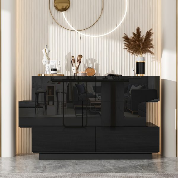product-fancy-dbdced0a-7c79-40f5-bdb6-b6b12ea66cf2 Contemporary Glossy Dresser Storage Unit Featuring Six Drawers, a Wooden Double-Layer Shiny Chest Suitable for Bedrooms And Living Rooms, Designed with Simplicity And Elegance