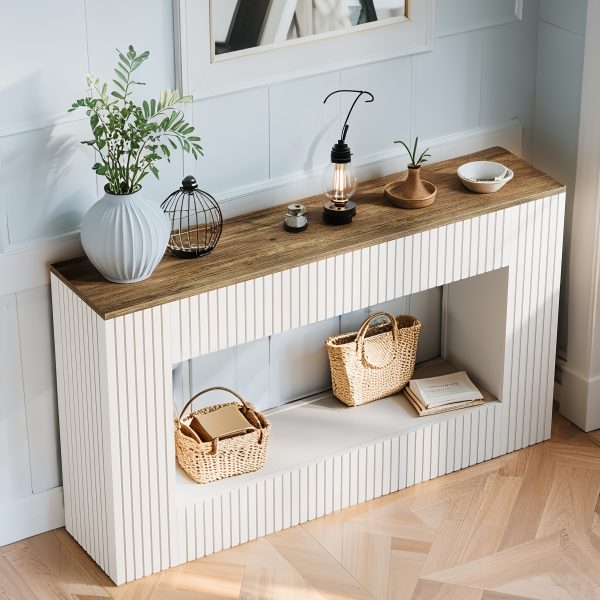 product-fancy-dbe05ed6-f8b4-4cb2-9ab8-e8829fa404d0 55.11-Inch Farmhouse Console Table, 2-Tier Rustic Entryway Table with Storage, Rectangular Sofa Table Behind The Couch for Living Room, Hallway, Entrance