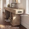 OMCHOM 70.9" Long Console Table with Storage Shelves, Modern Oval Entryway Table, Thick Heavy Duty Narrow Sofa Table with Storage, Accent Table for Behind Couch Living Room Hallway Foyer, Natural Wood