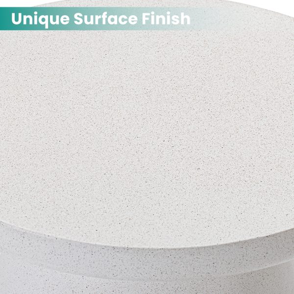 product-fancy-dc0aabd4-1818-48ba-aa46-9cbdf3196cbf 21.8" Round Stool Magnesium Oxide Side Table, Grey Or Speckled White End Table - Modern Accent Table for Living Room, Bedroom, Balcony - Plant Stand, Nightstand
