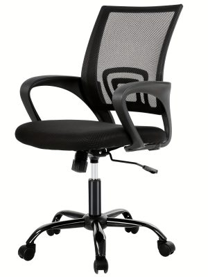 Office Chair Mid Back Swivel Lumbar Support Desk Chair, Computer Ergonomic Mesh Chair with Armrest