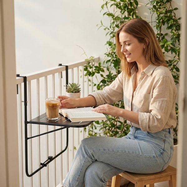 product-fancy-dc5a771e-ea5d-4853-ab39-1704d99e624f Balcony Railing Table, Outdoor Folding Hanging Table with Adjustable Heights, Heavy Duty Metal Hanging Bar Table for Patio, Garden and Deck