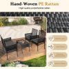 8pcs Patio Furniture Set, Outdoor Rattan Chairs Rattan Conversation Sets with Cushions And Coffee Table for Porch Garden Poolside Backyard, Black- Patio Furniture Outdoor
