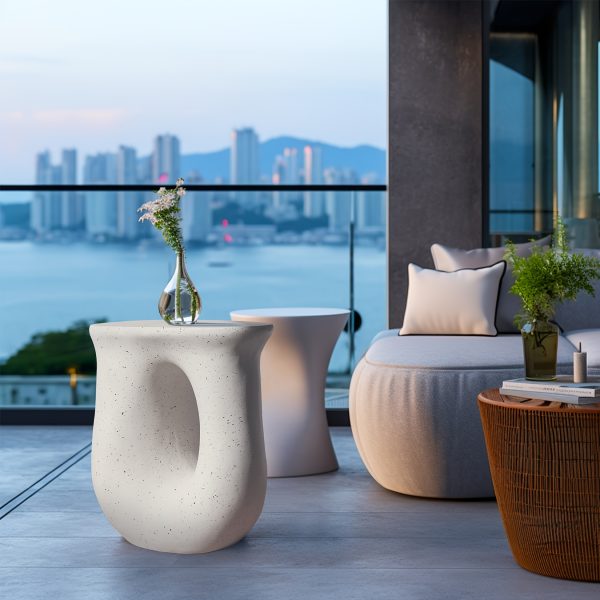 product-fancy-dcac71e6-e183-44df-ac9c-cab46308f17a AESOME Modern Decorative Garden Stool Concrete Side Table Heavy Duty Patio Sturdy Faux Terrazzo Garden Stool Side Table Plant Table For Indoor Covered Outdoor, 17.7" H