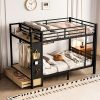 product-fancy-dce528b8-8eeb-4ffb-aeea-d14b947a0360 BELLEMAVE Full Over Full Size Metal Bunk Bed with Storage Shelves, Drawers And Pegboard, Heavy-Duty Loft Bed with Noise-Reduced Design, No Box Spring Required, Black