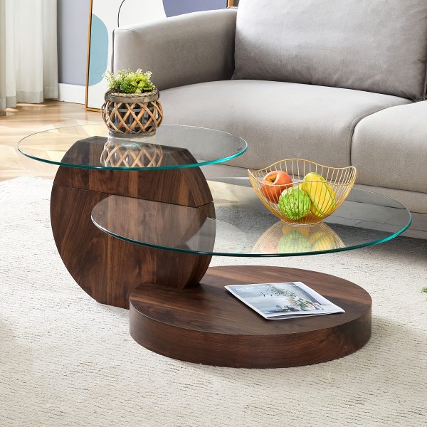 product-fancy-dd108438-9206-4bdb-8b4e-815c243bea5e Glass Coffee Tables for Living Room Round Coffee Tables Modern Double Layer Round Table Circle Coffee Table for Small Space Home Office, Durable And Not Easily Broken, Easy to Assemble, Fashionable Design Feel (42 Inch X 17 Inch)