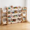 product-fancy-dd44cade-1c3b-43d7-a951-39f1c3808d78 Storage Organizer with 6 Shelves And 12 Bins, 52.3 Inch Wide Kids Bookshelf And Organizer, Wooden Bookcase with Storage Bins for Playroom, Bedroom, Nursery And Room Decor