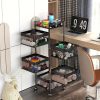 product-fancy-dd547c29-a964-4c39-bc6e-5307a6ec9ece Rotating Kitchen Storage Shelf 5 Tier, Metal Fruit Vegetable Storage Basket Multi-Layer Vegetable Rack Storage Trolley on Wheels, Floor-Standing Basket for Kitchen Bathroom, Square