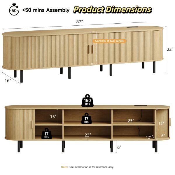 product-fancy-dd5de085-9fd1-4b02-a9ff-42e7692e16d7 PAZCASA Wide Large TV Stand, Available in 86-inch/70.8-inch/55-inch Sizes, with Power Outlets, Suitable for 90-inch TVs. Sturdy and Durable Entertainment Center Featuring Adjustable Shelves, Sliding Doors, and Ample Storage Space. Modern Media