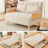 product-fancy-dd86b3f9-7fdb-4f3f-ad67-a9a5f01fb2d1 1 Modern Cotton And Linen Convertible Sofa Bed with 5 Adjustable Backs, Adjustable Height Pillows - Living Room Recliner, Single Or Double Use, Living Room Furniture Sofa | Neutral Home Decor | Wood Frame Sofa (Beige/Coffee)