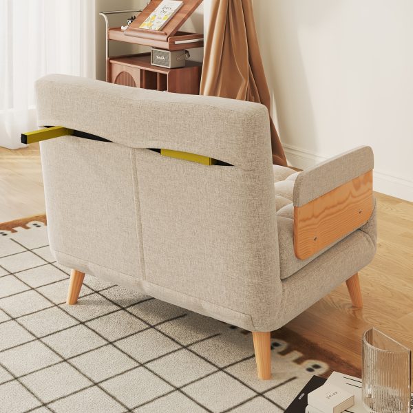product-fancy-ddae69be-ab4d-4c56-b7a5-865c77cd7135 1 Modern Cotton And Linen Convertible Sofa Bed with 5 Adjustable Backs, Adjustable Height Pillows - Living Room Recliner, Single Or Double Use, Living Room Furniture Sofa | Neutral Home Decor | Wood Frame Sofa (Beige/Coffee)