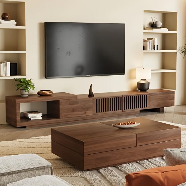 product-fancy-ddb5afdd-10c6-430b-ae90-cfcf4bfa86de Mid-Century Modern Extendable TV Stand, 78" to 103", Space-Saving, Multi-Functional Storage, for Living Room Or Apartment