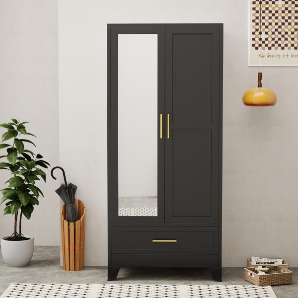 product-fancy-ddc3728e-23df-48dd-9007-036a3808a1fb Bedroom with Mirror Wardrobe, 71 Inch High Wardrobe with Drawers, Clothing Storage Cabinet with Adjustable Shelves And Hangers