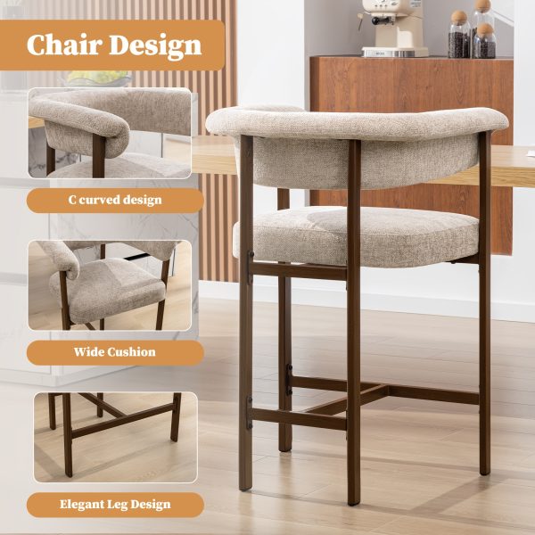 product-fancy-ddeddffd-d837-416d-9cad-eb9ed9de4d37 KERDOM 26'' Tall Bar Stools, Upholstered in Linen Fabric with Backrest And Footrest, Spacious Cushion Seat for Kitchen Islands, Dining High Chair for Restaurant Counters, Curved Back Support
