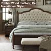 A Sturdy Wooden Bed Frame, Featuring a Stylish Platform Design with a Sophisticated 52.5" Upholstered Tufted Headboard, Merging Strength with Elegance