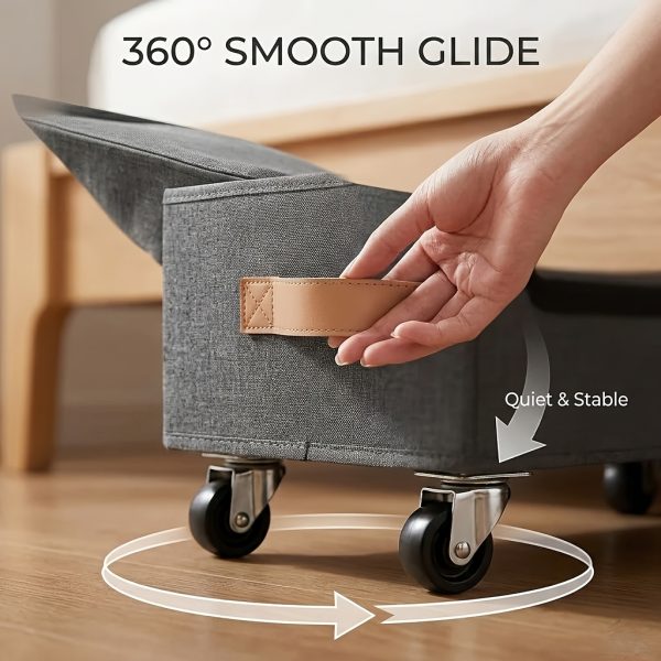 1/2 Pack Of Wheeled Under Bed Storage Box, Under Bed Storage Box, Under Bed Shoe Rack Organizer, Metal Drawer Under Wheel Bed for Clothes, Blankets, Shoes,, Books, Bedding, Under-Bed Storage