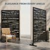 product-fancy-de33f3f6-963d-4a84-ab22-bf5f2e491c84 Freestanding Black Metal Privacy Screen 76"x48", Bold Indoor Outdoor Decorative Fence Panel Divider for Deck Balcony Patio Backyard Lawn Garden Pool Yard Porch Front Yard Bedroom Living Room Office Studio Entryway Hallway Restaurant Decorative Fence