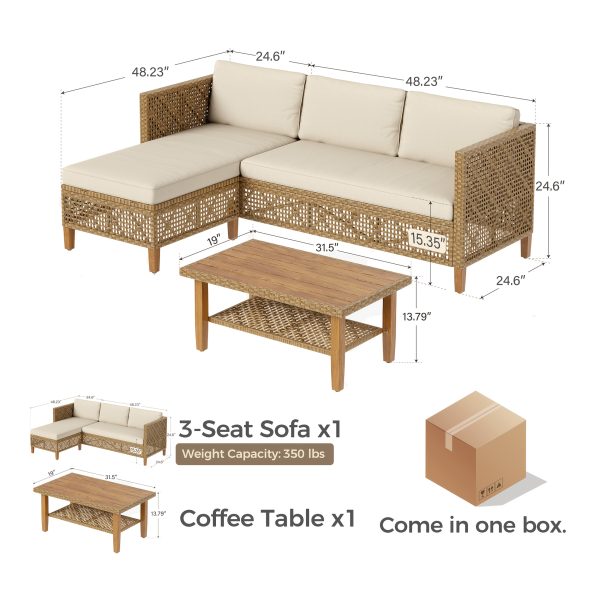[Boho Wicker Patio Set] 1/2 Packages Shipping MixPatio Boho Wicker Patio Furniture Sofa Set, 3/6 Seaters, Outdoor Rattan Sectional Sets Conversation Set - Weather-Resistant, With Dual Storage Coffee Table for Garden, Patio & Deck