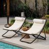 [Outdoor Folding Chair] TREXM 2pcs Outdoor Folding Chair, Rattan-Wrapped Patio Chair with Adjustable Backrest, Thick Cushion, and Detachable Headrest, for the Poolside, Beach, Backyard, Decck, and Camping