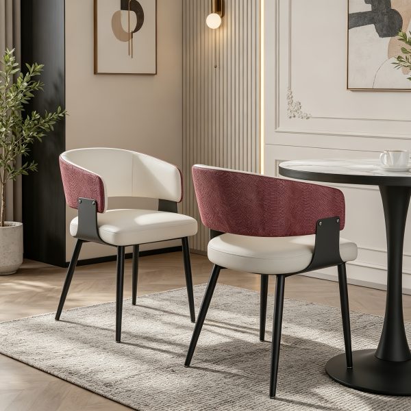 product-fancy-df1993d9-c113-4633-9330-e8f6381240f8 AESOME Mid-Century Dining Chairs Set of 2 Crocodile-Textured Back Upholstered Kitchen Chairs for Living Room Lounge, Luxury Microfiber Faux Leather Dining Room Chair, Easy Assembly (Chairs Solely)