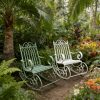 [Iron Rocking Chair] Outdoor Garden Single Wrought Iron Rocking Chair - Durable Iron Frame, Patio Rocking Chair, Comfortable Reading Chair, Cross-back Design, Suitable For Gardens, Lawns, Or Outdoor Use, Garden Seating, Outdoor Furniture