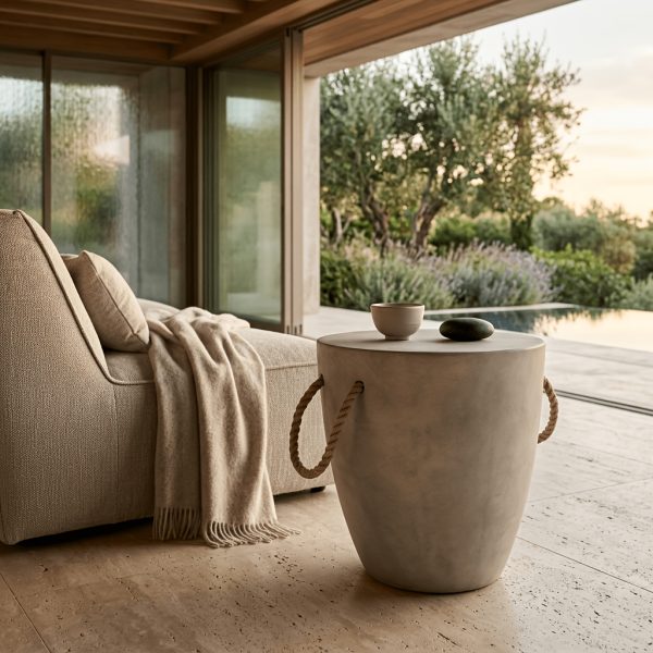 product-fancy-df5d7e8e-1108-4656-9ba1-6a19ccfafc6c Concrete Outdoor End Table, 17'' Hemp Rope Side Table, Light Gray, Farmhouse Style, Modern Art Patio Side Table, Concrete Garden Stool