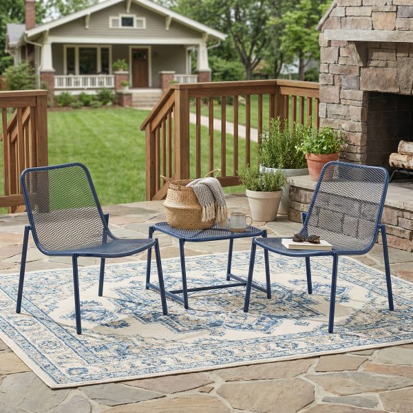 product-fancy-df6eca4b-522b-4b95-b896-55625874d95b 3pcs Set Of Wrought Iron Art Outdoor Coffee Tables And Chairs, Durable And Stable, Fashionable And Creative Party, Evening Party, Garden Leisure Chairs, Tropical Style Breathable Mesh Design