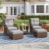 [Outdoor Love Chair] 2pcs Outdoor Love Chair, Wicker Armless Chair, Can Be Combined Sofa Conversation Set, Thick Grey Cushion With 2 Fancy Pillows, For Garden, Pool, Backyard