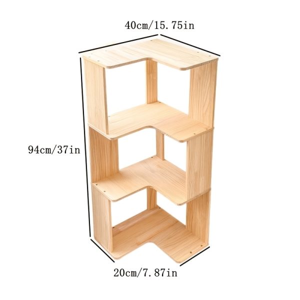 product-fancy-dfa15393-dc5f-416e-bbe2-11e4bf1b8d44 Full Solid Wood Corner Bookshelf, No Paint No Formaldehyde, Space-Saving Storage Shelf, 3/4/5 Tier Rustic Corner Bookcase, Stable Standing Bookcase for Bedroom Living Room Home Decor, Easy Assembly