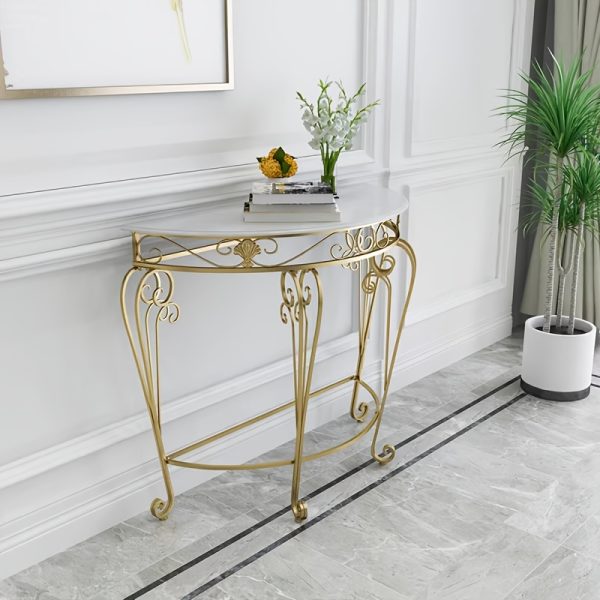 product-fancy-dfbbd85b-7a03-4847-8ec8-a8c856ea1cd1 Entrance Table European Style Entrance Nordic Console Table Living Room Corridor Against The Wall Console Cabinet Modern Minimalist Wrought Iron Semicircular Table