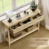 product-fancy-dfea0d3f-53e2-4256-8ffc-8d22ca6a3273 51 IN Fluted Console Table with 3 Drawers, Modern Entryway Table with Metal Handles, Sturdy Solid Wood Design, Hallway Table with Storage, for Living Room And Hallway